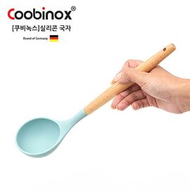 Coobinox® Premium Silicone & Wood Kitchen Utensil - [Soup Ladle] Heat-Resistant Non-Scratch Cooking Tool